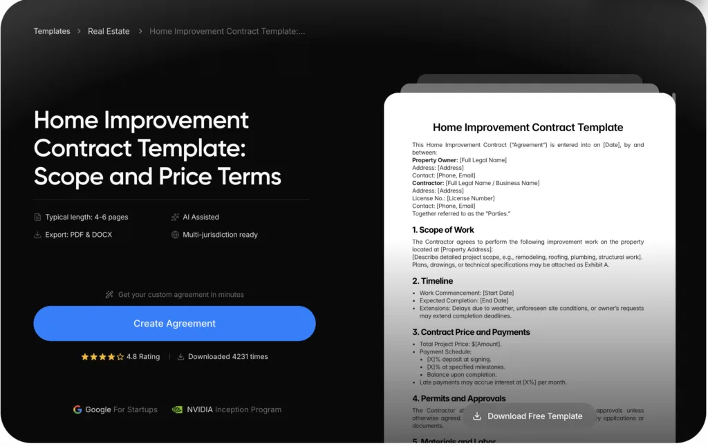 home improvement contract