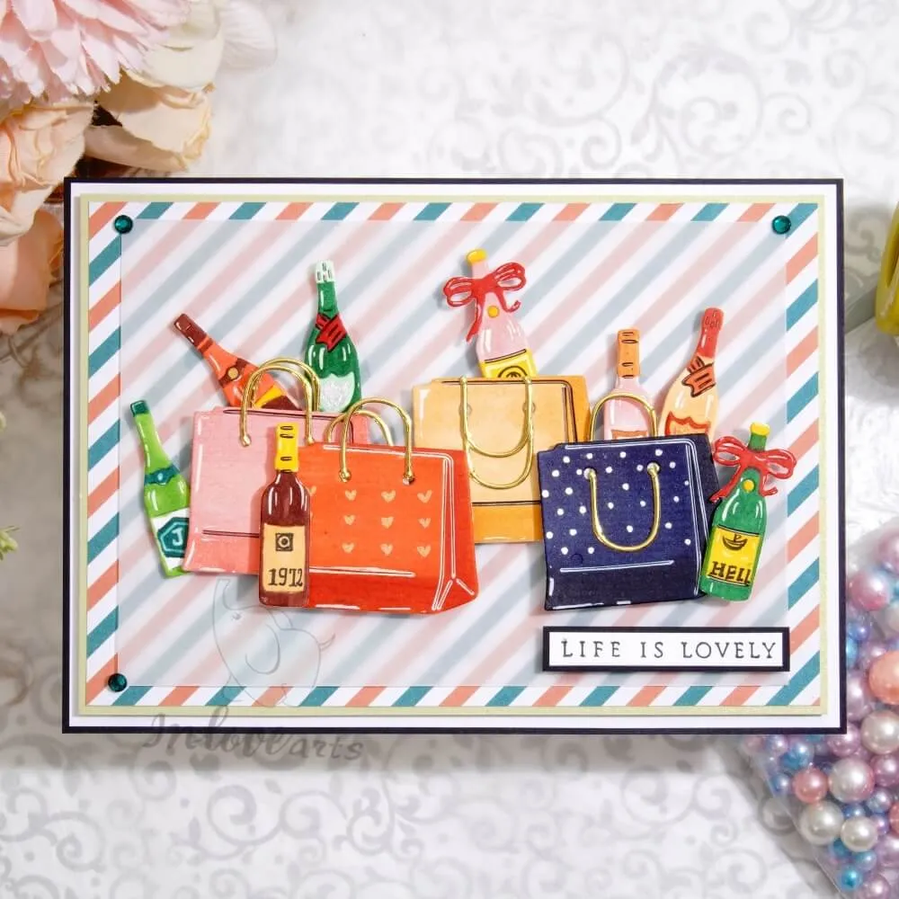 InloveArts Shopping Bag and Champagne Cutting Dies Review