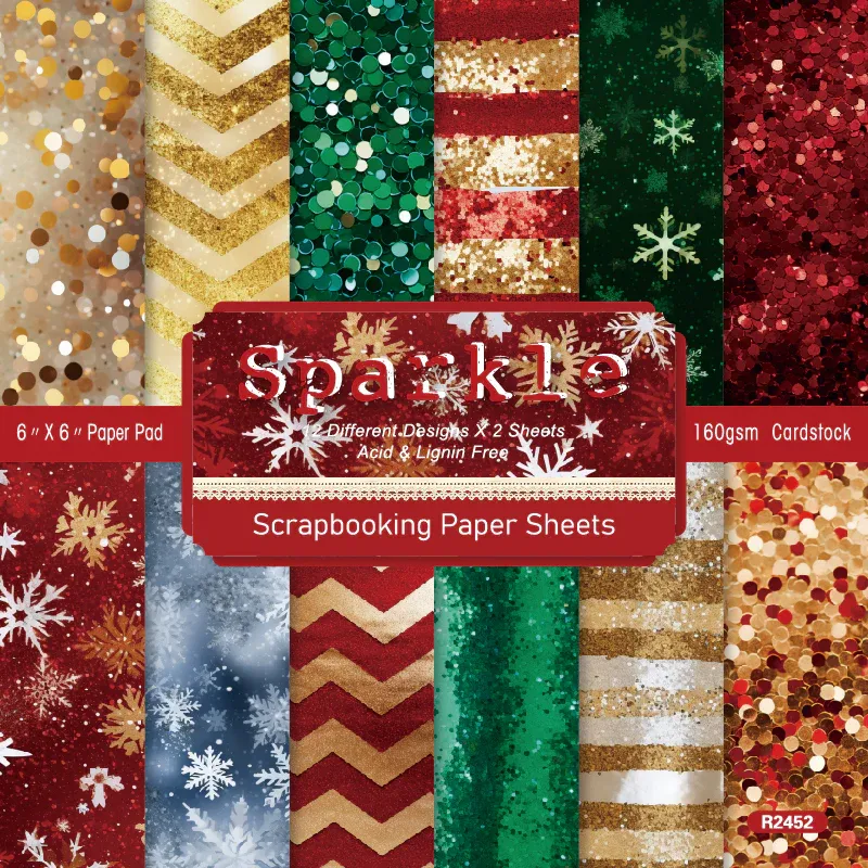 24PCS 6 Sparkle Theme Scrapbook Cardstock Paper Review